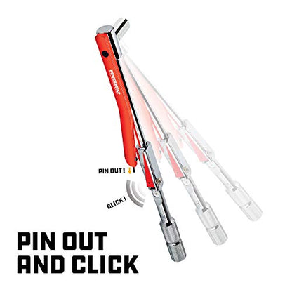 Powerbuilt 1/2 Inch Drive Torque Wrench Deflecting Beam, Accurate Torque Range 20 to 220 Foot Pounds, Precise Measurement with Sound, 649972 - style: Deflecting Beam