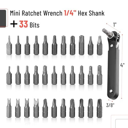 Bates Choice Tamper Proof Torx Bit Set, 13 Pieces Set, T4-T40, Torx Security Bit Set, Tamper-Proof Security with Mini Ratchet Wrench, 1/4-Inch Drive, 34-Piece