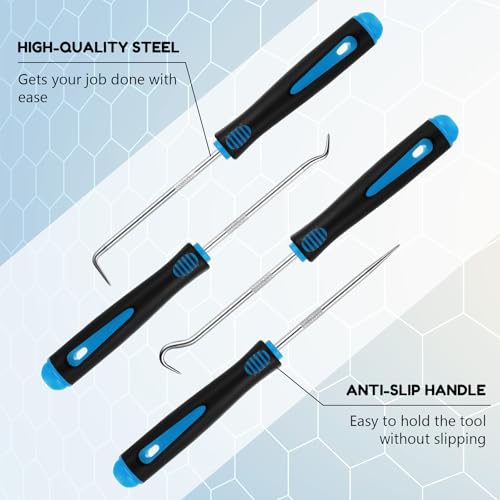 WILLBOND 4 Pcs Pick and Hook Set Precision Automotive Mechanic Picks Tools Set for Car Oil Seal Hooks Puller Remover Tools(6.5 Inches,Light Blue) - color: Light Blue, size: 6.5 Inches