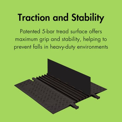 Checkers 5 Channel Low Profile Drive Over Cable Protector with Built in ADA Compliant Ramp, Heavy Duty Loads up to 68,000 Pounds, Polyurethane Construction, Black/Black, GD5X75-B/B - color: Black