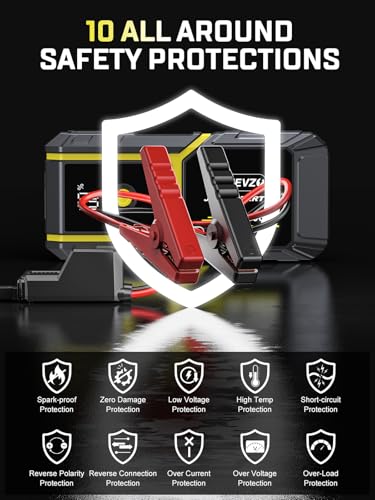 S ZEVZO H021 Car Jump Starter, Peak 5000A Jump Starter Battery Pack for Up to 10.0L Gas and 8.0L Diesel Engines, 12V Portable Jump Box with LCD Display, 3 Modes Flashlight and Protective Carrying Case
