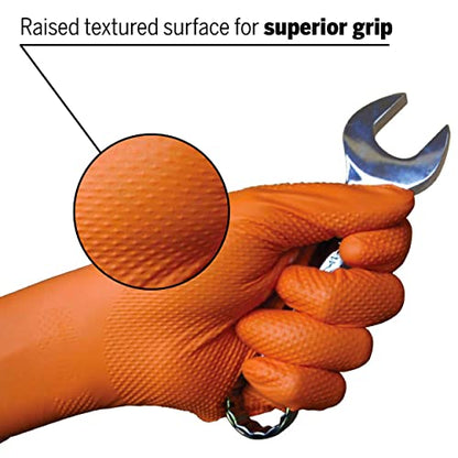 EPPCO TigerGrip 8-Mil Nitrile Glove Disposable Powder, Latex Free Textured Superior Grip Orange Gloves, Large, Box of 100 - size: Large