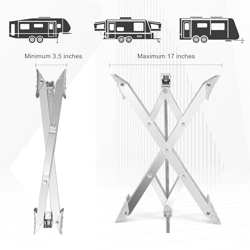 RV Wheel Chock XL Fit 3.5” to 17” Camper Wheel Chock Stabilizer Scissor with Accessories Pair for Travel Trailer, Heavy Duty Tire Wheel Chock Scissor Large Locking X Chock, Single Pack - size: XL 17inch 1pc