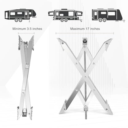 RV Wheel Chock XL Fit 3.5” to 17” Camper Wheel Chock Stabilizer Scissor with Accessories Pair for Travel Trailer, Heavy Duty Tire Wheel Chock Scissor Large Locking X Chock, Single Pack - size: XL 17inch 1pc