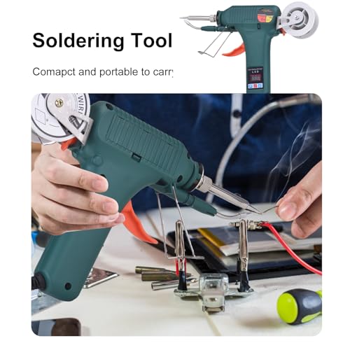 Soldering Gun Kit - Soldering Iron Kit with Adjustable Temp 180-520°C, ON/OFF Button, 80W LED Digital Internal Heat Soldering Gun, Auto Send Tin Soldering Kit for Electronics Welding Repair DIY