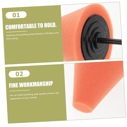 Veemoon 4pcs Cone Buffing Pads for Car Wheel Polishing Detail Sponge for Automotive Wheel Care Multifunctional Drill Polishing Kit for Vehicle Hub Cleaning