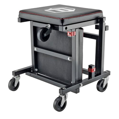 Powerbuilt 2-in-1 Rolling Creeper Seat Converts from High to Low Roller Seat, Fast, Tool-Free Conversion, Garage, Shop, Brake Jobs, Washing, Detailing, Maintenance, Thick Pad, 3-in. Casters - 240298 - style: 2-in-1