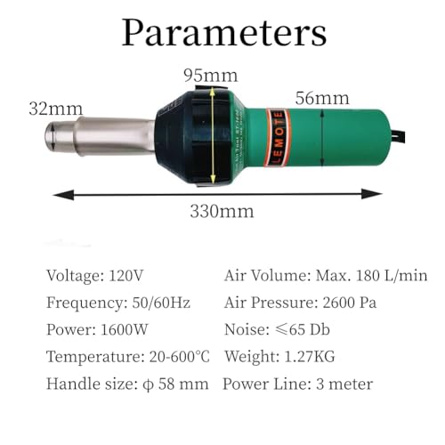 110V 1600W Professional PVC Roofing Welding Tools Heat Gun Kit Plastic Welder Hot Air Weld Gun with Roofing Seam Rollers Seam Tester Probe Weld Nozzle (110V Heat Gun Set) - size: 110V Heat Gun Set