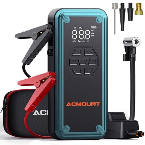 W160 Jump Starter with Air Compressor, 5000A Portable Car Jump Starter 150PSI Tire Inflator/Air Pump, 12V Battery(Up to 9L Gas/8L Diesel Engine) Jump Pack Car Emergency Kit Idea Gift for Man (Blue) - color: Blue