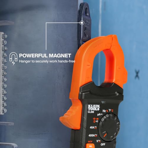 Klein Tools 80197 AC/DC Clamp Meter Kit with Magnetic Hanger, Auto-Ranging TRMS, 400 Amp, NCVT Voltage Tester, Professional Testing Kit - size: Standard Display with Magnet