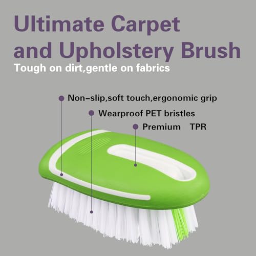 Carpet and Upholstery Cleaning Brush,Carpet Scrubber Stiff Bristle Detailing Scrub Brushes,Interior Leather Brush for Car and Home (Green) - color: Green