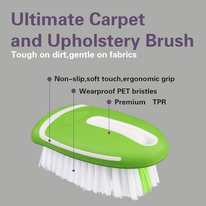Carpet and Upholstery Cleaning Brush,Carpet Scrubber Stiff Bristle Detailing Scrub Brushes,Interior Leather Brush for Car and Home (Green) - color: Green