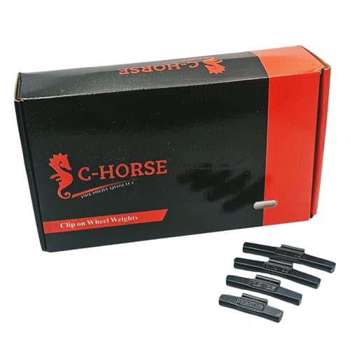 C-HORSE 100Pcs AW Series Clip on Wheel Weights Black Coated Assortment for Hammer Type Rim Balancers, 1.25oz, 1.50oz, 1.75oz, 2.0oz, 25pcs for Each Size Fit for Aluminum Alloy Wheel (AW 1.25-2oz) - size: AW 1.25-2oz