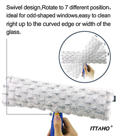 60" Window Squeegee Cleaner 2 in 1 Window Cleaning Tool Kit Window Washing Kit with Extension Pole for Shower Glass, Indoor/Outdoor High Window Cleaning-Two Pads