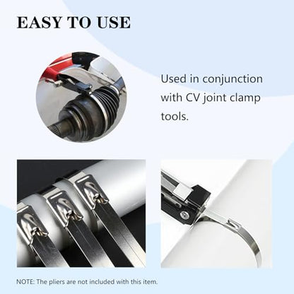 16Pcs CV Boot Clamp Stainless Steel Universal Adjustable AXLE CV Joint Boot Crimp Clamp Kit Stainless Steel Drive Shaft (8pcs Small+ 8pcs Large)