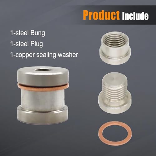 12mm Kit Steel Bung & Steel Plug + Washer Kit Transmission Sump Drain Plug Oil Pan Drain Plug (Weld In)