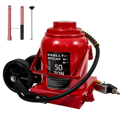 Air Hydraulic Bottle Jack, 50 Ton (110000) lbs Hydraulic Bottle Jack with 10.43''-19.88'' Lifting Range & Manual Hand Pump, for Pickup, Truck, RV, Auto Repair - color: 50 Ton