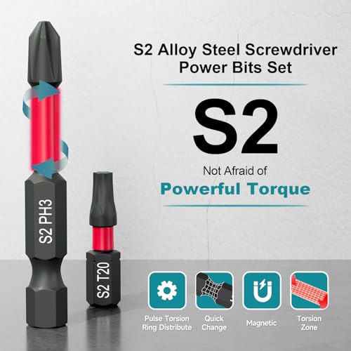 46Pcs Screwdriver Bits Set, S2 Steel Screwdriver Impact Bits Kit | With 1Pc Magnetic Bit Holder & a Wrench, Used for Power Screwdrivers and Electric Drill Drivers - style: 46Pcs Screwdriver Bits Set