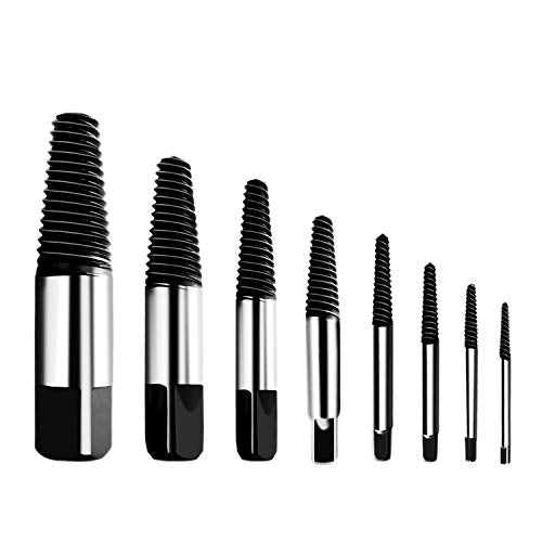 8Pcs Broken Bolt & Screw Extractor Set 1/8"-3/4" for Plumbing & Auto Repair, Fits stripped rusted fasteners | Left Hand Spiral Remover Kit, with storage case, removes broken water pipes & damaged bolts for DIYers & mechanics - size: A 1/8”- 3/4”