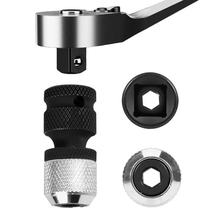 2PCS 1/2 inch Square Drive to 1/4 inch Hex Socket Adapter - CrMo Steel Quick Release Chuck Converter for Impact Wrench Air Tools & Electric Drill