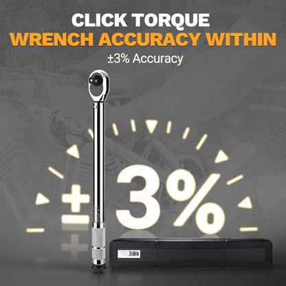 DEKOPRO Torque Wrench 1/2 Inch Drive Click, 10-170 Ft-Lb/13.5-229 Nm Car Torque Wrench, ±3% High Precision, 72 Tooth Torque Wrenches with Dual-Direction Adjustable for Bicycle, Car, Moto - size: 1/2 Inch (10-170 ft.-lb.)