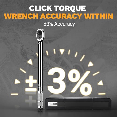 DEKOPRO Torque Wrench 1/2 Inch Drive Click, 10-170 Ft-Lb/13.5-229 Nm Car Torque Wrench, ±3% High Precision, 72 Tooth Torque Wrenches with Dual-Direction Adjustable for Bicycle, Car, Moto - size: 1/2 Inch (10-170 ft.-lb.)