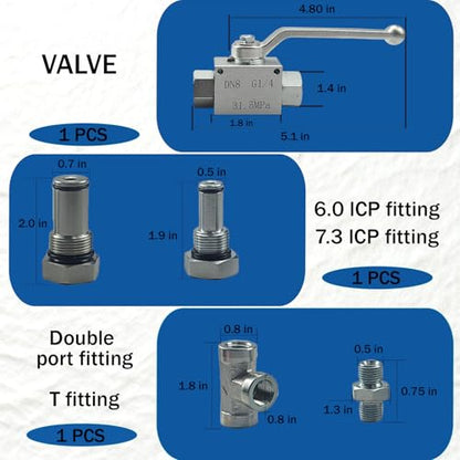 10Pcs High Pressure Oil System IPR Air Test Tool Special Kit Compatible with Ford 6.0L-7.3L Powerstroke Diesel Engines, Oil Pressure Tester Kit with IPR Valve Air Test Fitting & Gauge