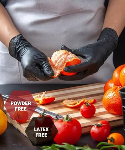 NEOTRIL 6 Mil Heavy Duty Black Nitrile Disposable Gloves, Latex Powder-Free, Textured Rubber Gloves for Cooking Mechanic - size: X-Large, style: Black (Box of 100)