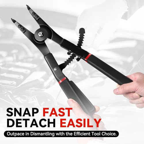 Auto Dynasty 16" Snap Ring Pliers Set 2pcs Heavy Duty Circlip Pliers Tools Internal External with 0° 15° 45° 90° Tips and Various Angled Tips - style: 2pc Plier Long Reach
