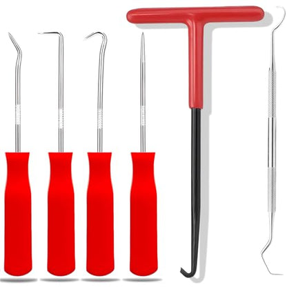 Spring Puller Tool Seal Puller ６pcs for Automotive Oil Seal O-Ring Seal Gasket Hook and Pick Set Motorcycle Spring Puller Tool Mechanic Pick Set - size: Red（6Pcs）