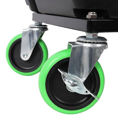 Anwick Mechanic Stool Seat Chair with Wheels, Heavy Duty Rolling Garage Stool with Soft Rubber Cushion Seating and Drawer, 330 LBS Capacity, Rolling Tool Seat for Shop, Auto Repair (Green+Black) - color: Green+black