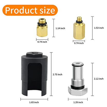 Mekar 6.0 IPR Valve Socket and Oil Rail Adapters Kits and 6.0 High Pressure Oil Pump IPR Valve Air Test Fitting Tool with Seal Kit Compatible with 6.0L Powerstroke Diesel Engine - size: 8PCS Set