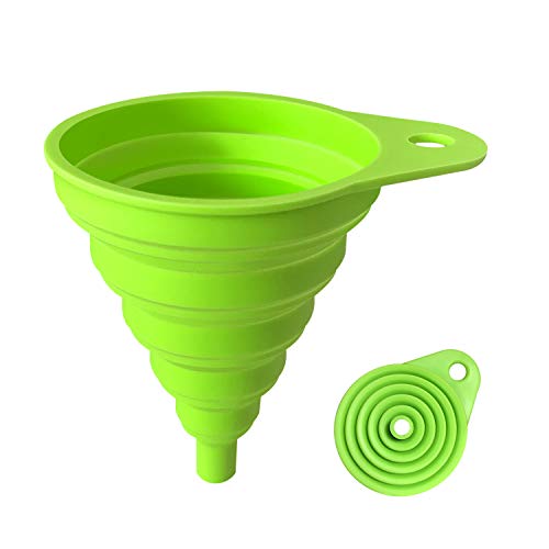 Funnels for Kitchen Use, Food Grade Silicone Collapsible Kitchen Funnel (Green) - color: 4-Green