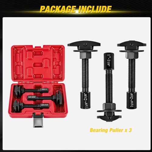 GOOACC 3PCS Rear Axle Bearing Puller Set, Axle Bearing Puller Removal Tool Kit with 3 Sizes 1" to 1-7/8", 1-5/16" to 2-3/8" & 1-3/8" to 2-7/8" Axle Wheel Bearing Removal Tools for Axles Bearings, Red - color: 3pc Rear Axle Bearing Puller Red