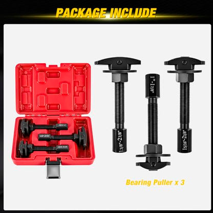 GOOACC 3PCS Rear Axle Bearing Puller Set, Axle Bearing Puller Removal Tool Kit with 3 Sizes 1" to 1-7/8", 1-5/16" to 2-3/8" & 1-3/8" to 2-7/8" Axle Wheel Bearing Removal Tools for Axles Bearings, Red - color: 3pc Rear Axle Bearing Puller Red