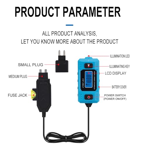 Automotive Circuit Fault Probe Tester, Portable High-Precision Car Fuse Tester, Car Circuit Probe Testers, 20A 48V Wire Tracer with LED Display and Lighting,Automotive Open & Short Finder (1set)