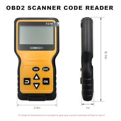 Car OBD2 Scanner Code Reader, Vehicle Engine Fault Scanner for Check Engine Light & Emission Status, CAN Diagnostic Scan Tool Universal for OBD II Protocol Cars Since 1996 (Yellow)
