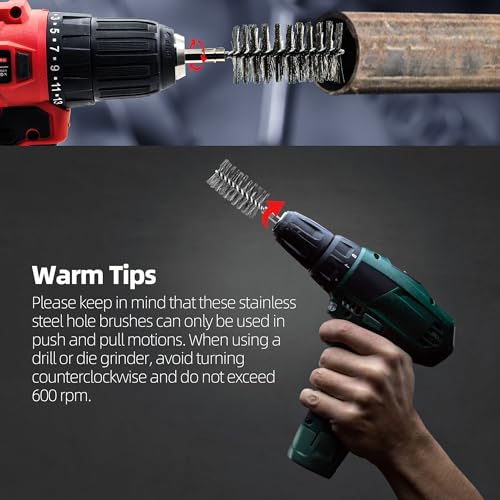 ASNOMY 12Pcs Wire Bore Brush for Drill,5/16"-1-3/16" Stainless Steel Wire Brush Bore Cleaning Brush Set for Power Drill Cleaning,Abrasive Drill Wire Brush with 1/4" Hex Shank - style: 5/16"-1-3/16"
