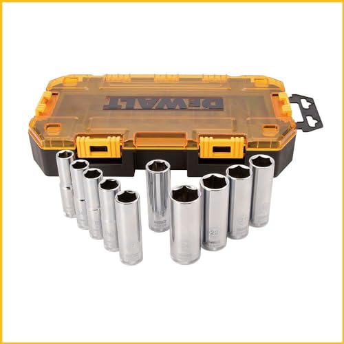 DEWALT DWMT73815 Metric Drive Deep Socket Set (10 Piece), 1/2" - style: Metric socket set