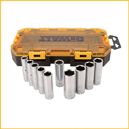 DEWALT DWMT73815 Metric Drive Deep Socket Set (10 Piece), 1/2" - style: Metric socket set