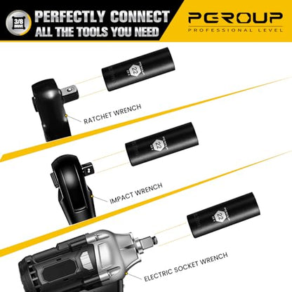 3/8” Drive Deep Impact Socket, Metric(22mm socket), 6-Point, Cr-V Steel With Black Manganese Phosphate Coating - size: 22 mm