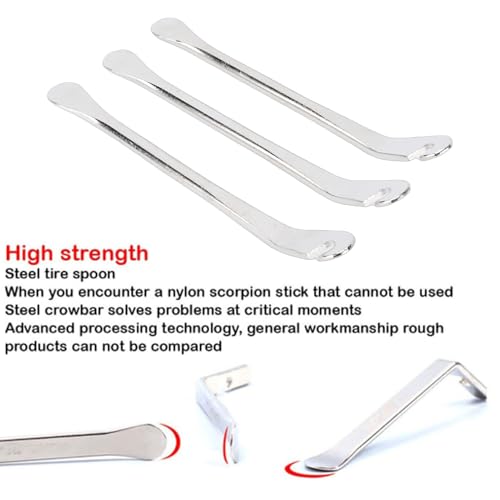 aqxreight Tire Lever Bar Set, 3 Piece Metal Tire Iron Spoons Changing Tool with Ergonomic Grip for Motorcycle, Electric Scooter, Car Repair