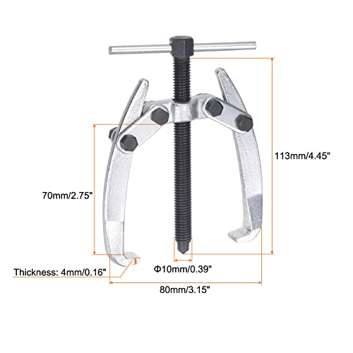uxcell 3.15" 2-Jaw Gear Puller for Bearings, Pulleys Remove, High Carbon Steel Separate Lifting Device - size: 10mm - 80mm