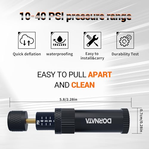 Adjustable Tire Deflator Auto-Stop (10-40 PSI) Offroad Accessories Valve Stem kit 4x4 Tyre Air Down Tool for Truck, Pickup, Motorcycle,Jeep etc.(Black)
