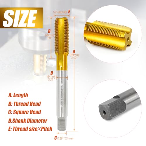 1/2"-28 UNEF Thread Tap,1/2"-28 UNEF M2 HSS Right Hand Thread Milling Tap - size: 1/2"-28UNEF