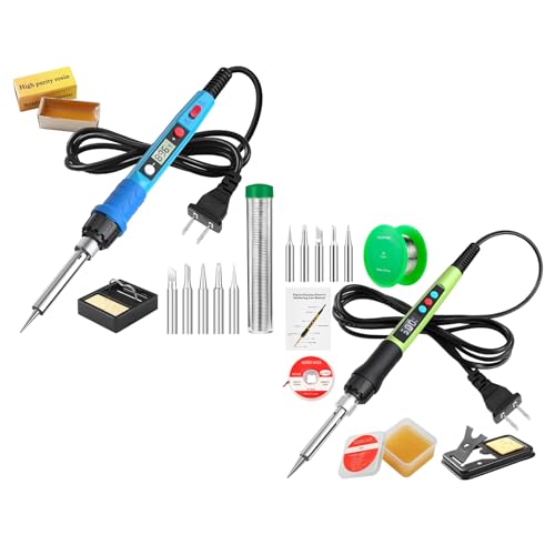 Soldering Iron Kit, Soldering Welding Iron Kit with Ceramic Heater, Portable Soldering Kit with with Tips, Solder Wick Braid, Stand, Solder Wire, Sponge, Flux Paste