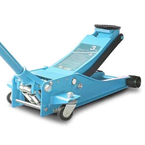 Auto Dynasty 3 Ton Low Profile Floor Jack, Heavy Duty Steel Hydraulic Car Jack with Dual Pistons Quick Lift Pump, Hydraulic Racing Floor Jack, Lifting Range 3" to 20", Sky Blue - color: Sky Blue, size: 3T Dual Pump