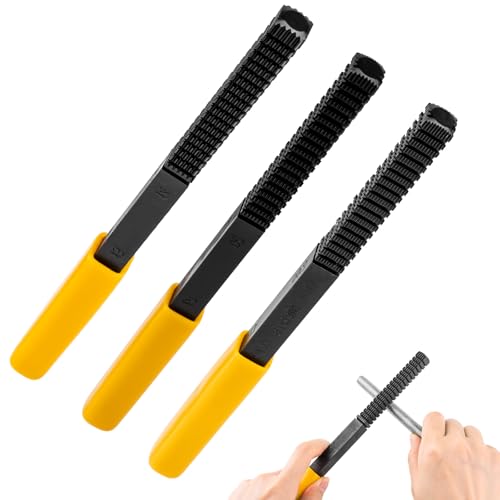 3pcs Thread Repair Files Kit,SAE & Metric Thread Restorer | Safety Caps, Rethreading Tool, For Screws, Bolts & Plumbing，Use on both ends