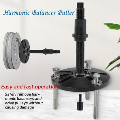 Heavy-Duty Harmonic Balancer Puller Tool Kit for Crankshaft Pulley, Steering Wheel Puller Set, Wheel Remover & Installation Tools for Auto Repair