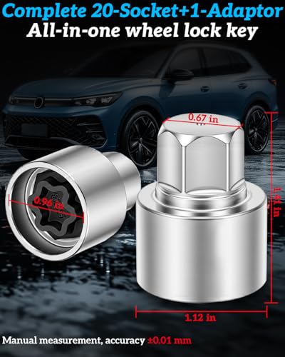523 Locking Lug Nut Removal Tool Compatible with Volkswagen | Wheel Lock Key for VW VAG , Anti Theft Wheel Socket, Quick Removal Of Locking Lug Nuts - style: 523 universal lug nut lock key remover
